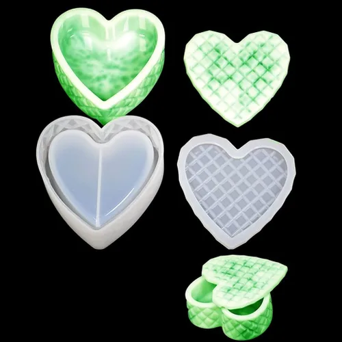 Miniatura 5 de Moldes de resina para caja de corazón, moldes de caja de silicona, moldes de caja de joyería con tapa, molde de caja de almacenamiento, moldes