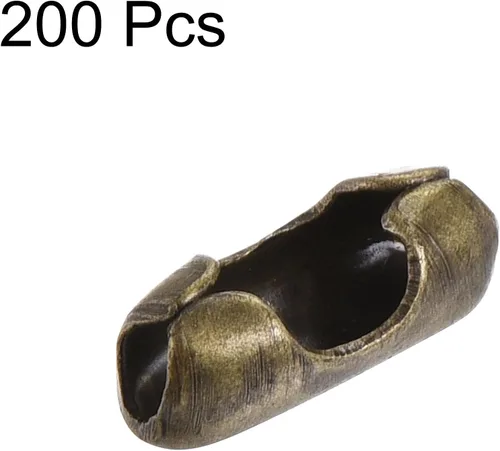 Miniatura 3 de uxcell Conector de cadena de bolas, cadena de bolas de 0.126 in, conexión de clips de eslabones de engarzado, bronce galvanizado de hierro, paquete