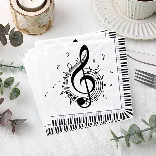 Miniatura 4 de Servilletas de notas musicales, 100 unidades, suministros de fiesta, desechables, para cóctel, almuerzo, cena, servilletas para decoración temática