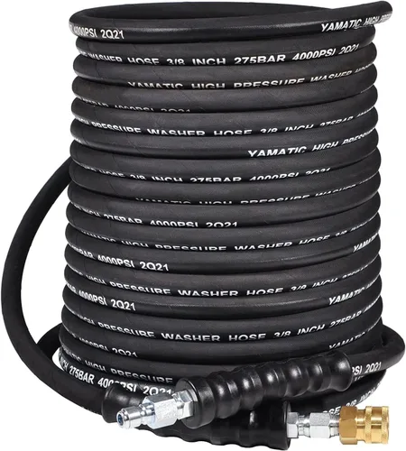 YAMATIC Manguera de lavado a presión de 3/8 pulgadas, 35 pies, alambre de acero de 4000 PSI trenzado con 360 giratorio de 3/8 pulgadas, conexión