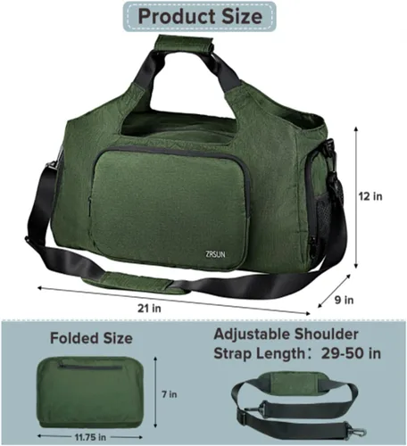 Miniatura 5 de Bolsas de gimnasio para hombres y mujeres, bolsa de lona deportiva, bolsa de gimnasio de viaje con compartimento para zapatos y bolsillo húmedo