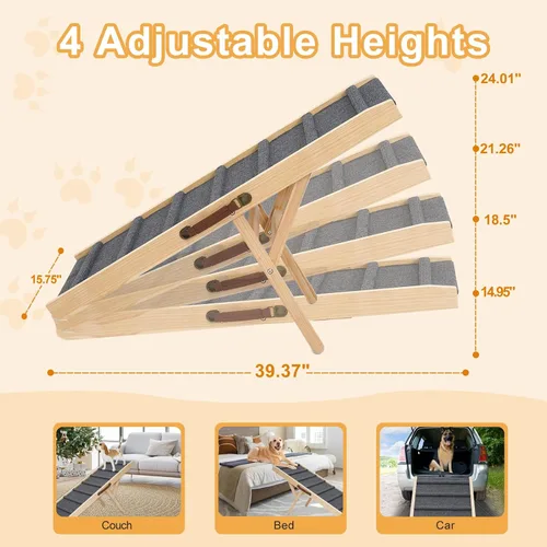 Miniatura 5 de Rampa grande para perros y mascotas, escaleras para cama, sofá, automóvil, camión, SUV, rampa para perros pequeños y grandes, mascotas para subir a