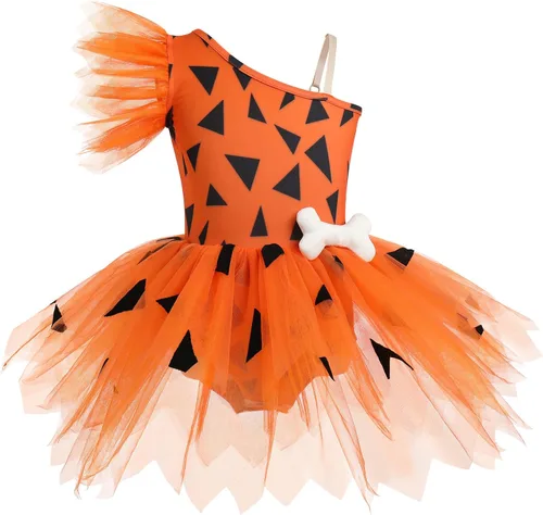 IBAKOM Leotardo de ballet para niñas, disfraz de bailarina de Halloween, un hombro, vestido de baile de sirena y cavegirla, camisola, leotardo