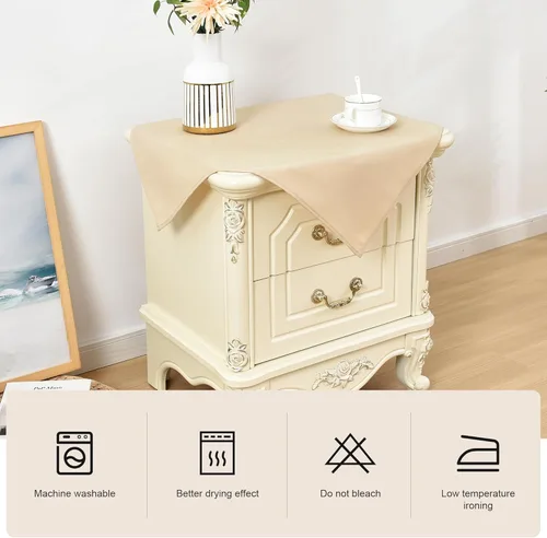 Miniatura 4 de Wolkemer - Paquete de 2 manteles cuadrados pequeños de 24x24 pulgadas, color beige, lavables, de tela, para cubierto de mesa de mesita de noche