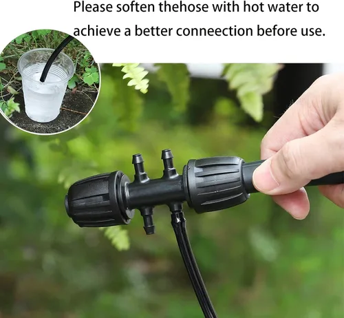 Miniatura 5 de Accesorios de riego en forma de T de púas, conectores de riego anticaídas de púas de 1/2 a 1/4 pulgadas para patio, césped, granja y jardín