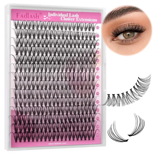 Miniatura 27 de Extensiones de pestañas en racimo 20D, bandeja mixta con pestañas individuales en racimo, de visón negro, para colocar en casa, maquillaje