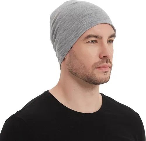 Miniatura 3 de Gorro de lana merina, gorra ligera para correr, transpirable, gorro de dormir para hombres y mujeres