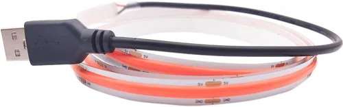 Miniatura 8 de Tira de luces LED COB de 3.28 pies, 3.3 ft, 320 LED, alimentada por USB, tira de luz de alta densidad de alta densidad, cinta autoadhesiva para Azul