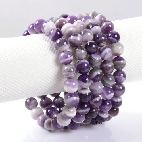 Miniatura 2 de Justinstones Pulsera elástica de cuentas redondas de 0.315 in con gemas semipreciosas, unisex, 7 pulgadas