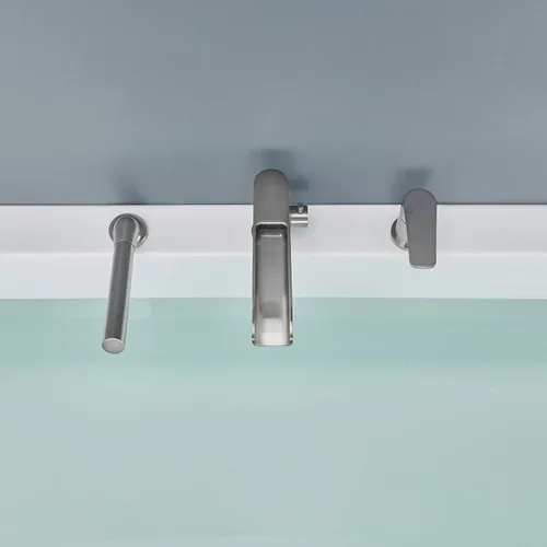 Miniatura 9 de Wowkk Grifo de bañera romana en cascada de níquel cepillado, grifos de baño con ducha de mano