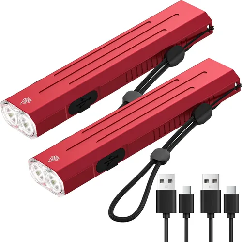 Miniatura 18 de Hoxida Linterna EDC recargable de alto lúmenes, mini linterna de bolsillo con botón estroboscópico táctico, linterna plana pequeña EDC magnética