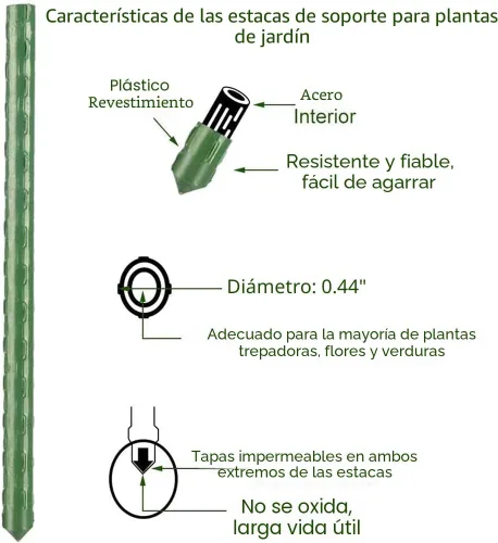 Miniatura 6 de Estacas de jardín resistentes de 4 pies y 48 pulgadas para plantas, soporte de estacas de tomate para verduras, paquete de 20