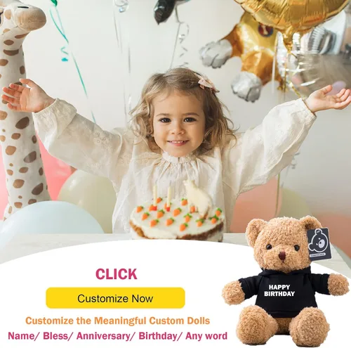 Miniatura 2 de Oso de peluche personalizado con texto + foto, oso de San Valentín, animales de peluche, juguetes de peluche como regalos personalizados para Negro