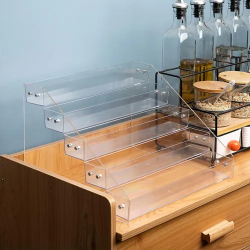 Miniatura 5 de Estante de especias acrílico de varios niveles, estante organizador de condimentos para encimera, gabinete, despensa, almacenamiento de cocina - 5 1