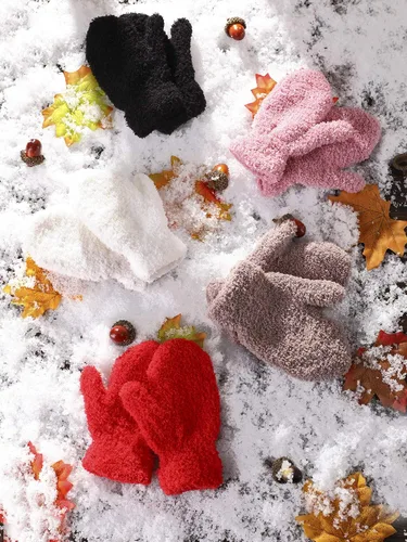 Miniatura 6 de Boao 5 pares de guantes de punto elásticos para niños y niñas, guantes cálidos de invierno para niños y niñas
