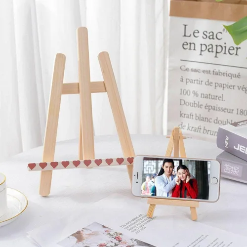 Miniatura 6 de Mini caballete de exhibición de madera, soporte de mesa de madera natural para lienzos pequeños, manualidades infantiles, tarjetas de visita