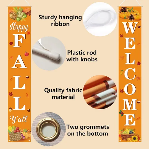 Miniatura 3 de Decoración de otoño para el hogar, feliz otoño, cartel colgante de bienvenida para porche, cosecha de otoño, decoraciones de Acción de Gracias