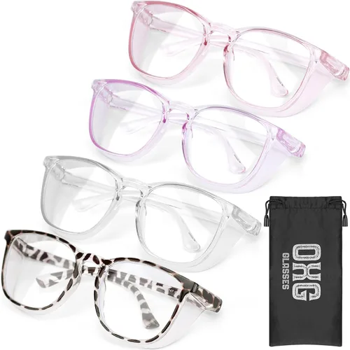 OXG Z87.1+ - Paquete de 4 gafas de seguridad antivaho con estilo – Lentes de seguridad con bloqueo de luz azul para enfermeras