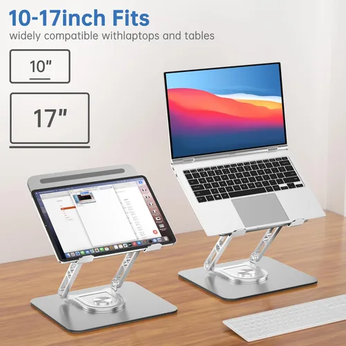 Miniatura 4 de Soporte para Laptop de Escritorio Ajustable Soporte para Computadora con Base Giratoria de 360° Soporte Elevador Ergonómico para Laptop