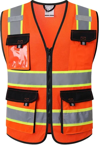Miniatura 12 de JKSafety - Chalecos de seguridad reflectantes de alta visibilidad para hombres y mujeres, con bolsillos, ropa de seguridad de malla