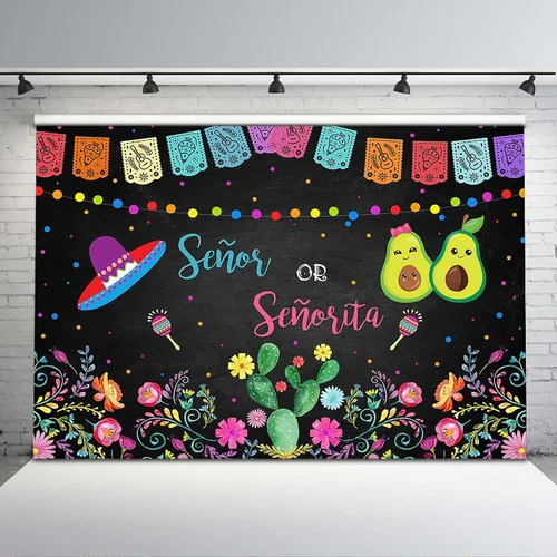 Miniatura 8 de Avezano Fondo para fiesta de revelación de género Señor o Señorita niño o niña, baby shower, fiesta, fotografía, fondo de aguacate mexicano para él