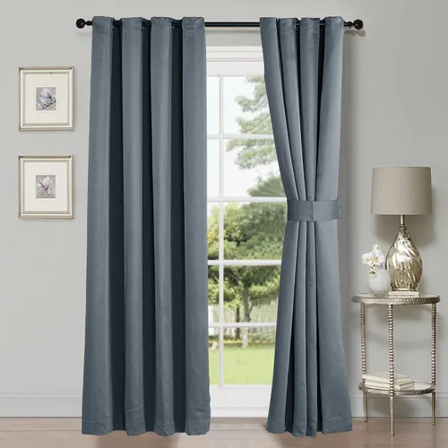 Miniatura 13 de HESTIN Juego de cortinas opacas de 4 piezas (incluye 2 paneles y 2 alzapaños), cortinas opacas con aislamiento térmico sólido con ojales