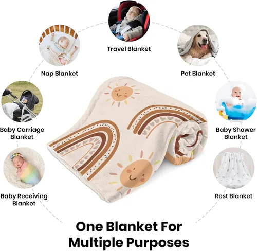 Miniatura 6 de Manta personalizada para baby shower, cuarto de bebé, mantas personalizadas con nombre, manta bohemia personalizada de arco iris para niños y niñas