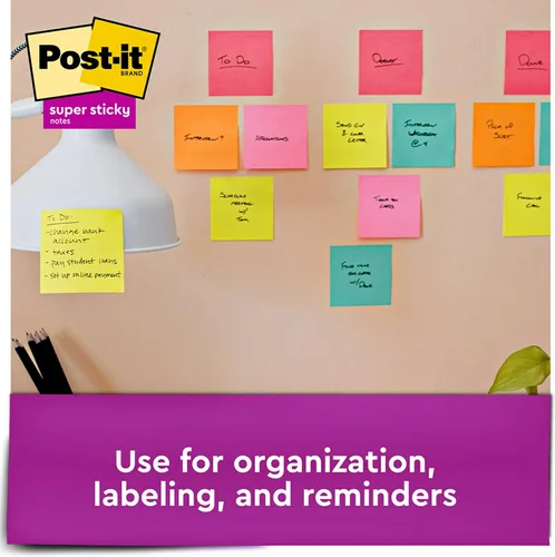 Miniatura 5 de Post-it - Notas súper adhesivas de 3 pulgadas x 3 pulgadas, 3