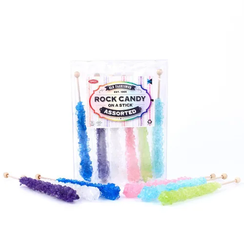 Miniatura 82 de Palitos de caramelo de roca extragrandes: 12 paletas de cereza rosa – envueltas individualmente – Palitos de caramelo de roca de cristal