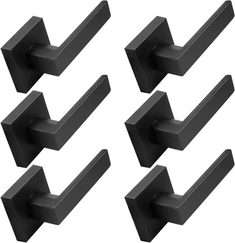 Probrico Palancas Medias Ficticias Negro Mate, Pomos de Puerta Cuadrados que No Giran para Puertas de Mano Izquierda o Derecha, Manija de Puerta
