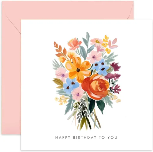 Old English Co. - Tarjeta floral de feliz cumpleaños para amigos y familia, bonita tarjeta de deseos de cumpleaños para mujeres, para mamá, hermana,
