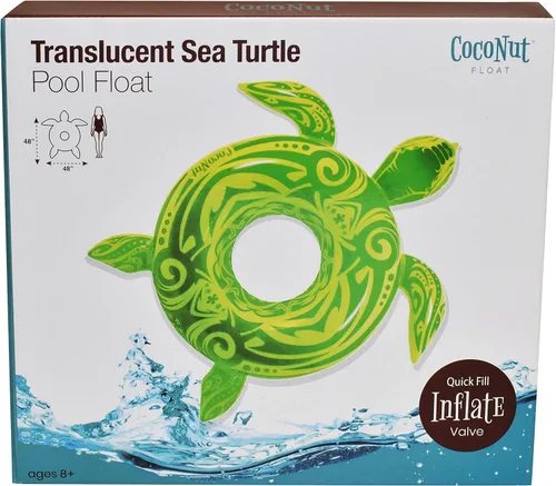 Miniatura 4 de Flotador de piscina de tortuga marina translúcida de coco para exteriores, anillo inflable para piscina, tubo de descanso duradero de larga duración
