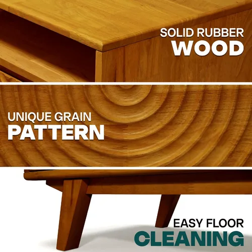Miniatura 3 de Acacia Harmony - Mesa de centro de madera maciza de goma con cajones y almacenamiento abierto, 47.2 pulgadas de largo, mesas de centro perfectas