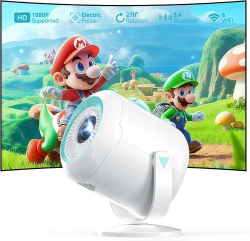 Miniatura 9 de Mini proyector, nativo 1080P 4K compatible con proyector portátil para exteriores, WiFi 6 y Bluetooth 5.4 Porjector de películas, pantalla de espejo