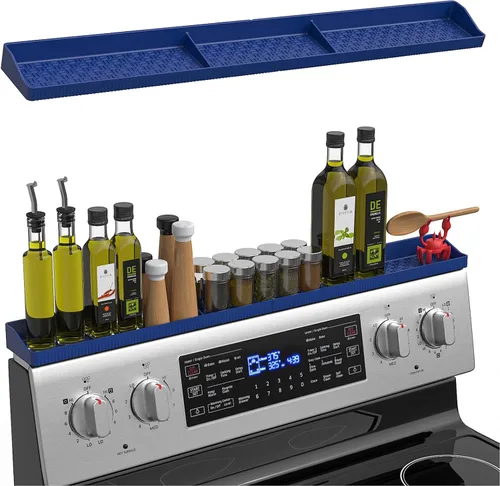 Miniatura 9 de Estante superior magnético de silicona de 30 pulgadas para cocina, organizador de especias magnético fuerte resistente al calor para horno sobre