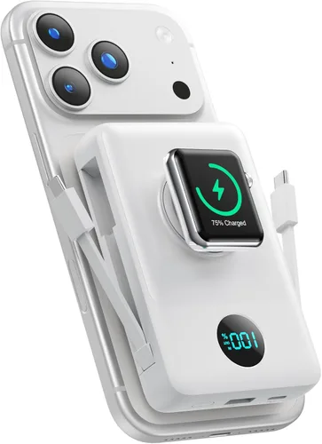 Miniatura 16 de Cargador portátil magnético 6 en 1 para iPhone con cables integrados, 10800 mAh 25 W PD cargador de energía de carga rápida, 6 salidas de pantalla