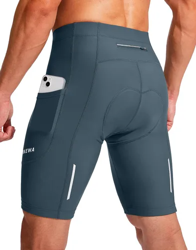 Bikewa Pantalones cortos de ciclismo para hombre con acolchado 3D para ciclismo de carretera, ciclismo de montaña, ciclismo UPF 50+, bolsillos con