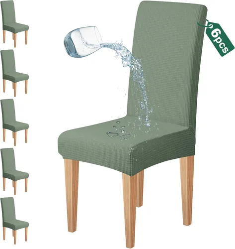 Miniatura 20 de Dioxide Juego de 4 fundas impermeables para sillas de comedor, fundas elásticas para sillas de comedor, fundas para sillas Parson, extraíbles