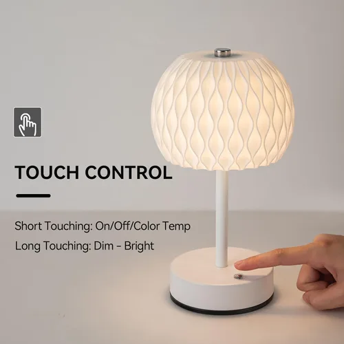 Miniatura 4 de Lámpara de mesa pequeña a pilas, 3 temperaturas de color, recargable, control táctil, lámpara de escritorio regulable, luz nocturna LED inalámbrica