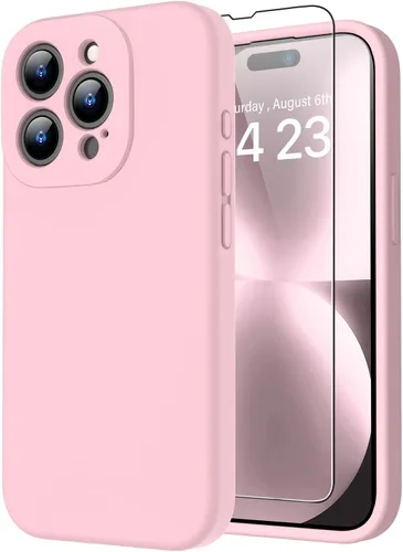 Miniatura 11 de bicol Funda para iPhone 15 Pro con protector de pantalla, protección mejorada del lente de la cámara, funda protectora de silicona líquida suave