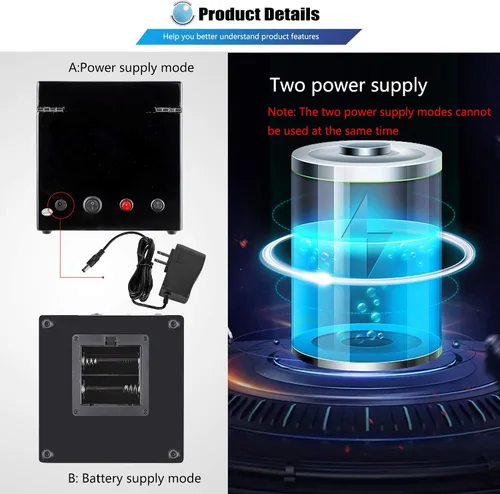 Miniatura 3 de NEWTRY Bobinadora automática de relojes dobles con motor silencioso de luz azul para relojes, adaptador de CA o funciona con pilas, para hombres