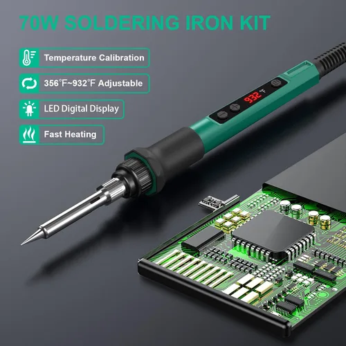 Miniatura 4 de Kit de soldador, pistola de soldadura de 70 W con pantalla digital LED, temperatura ajustable 356-932℉ Kit de soldadura para electrónica, incluye 5