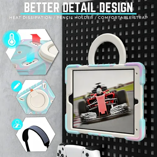 Miniatura 6 de Funda Triple a Prueba de Golpes para iPad de 9ª/8ª/7ª Generación de 10.2 pulgadas 2021/2020/2019, Air 3ª Generación de 10.5 pulgadas, Funda Colorido