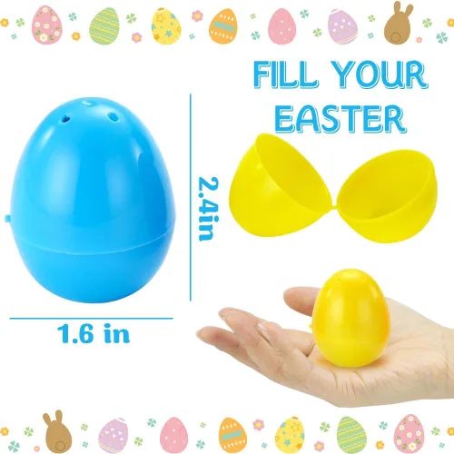 Miniatura 4 de LUKBERA 200 huevos de plástico brillantes a granel, 2.4 pulgadas, varios colores, con cáscara vacía, rellenables, huevos de Pascua para niños