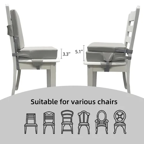 Miniatura 6 de Eiury Asiento elevador para mesa de comedor, PU antiarañazos fácil limpieza niños asiento elevador para mesa, cojín de aumento de viaje portátil