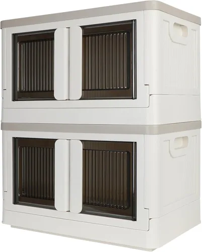 Miniatura 13 de Caja de almacenamiento, gabinete de plástico, capacidad de 8.4 galones (32L por una), 2 unidades, caja plegable con tapas, cajón plegable
