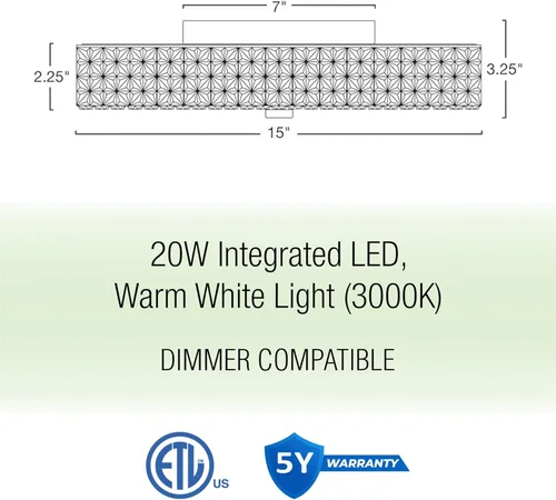 Miniatura 4 de Kira Home Maxine - Lámpara de techo de cristal transparente integrada moderna de 15 pulgadas (25 W), luz blanca cálida de 3000 K de bajo perfil