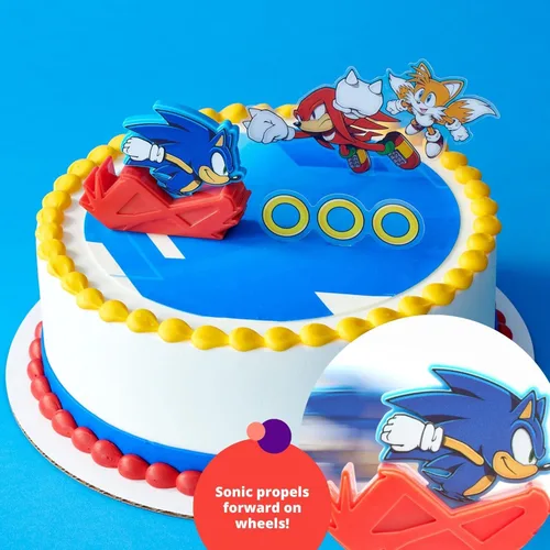Miniatura 4 de DecoSet Sonic The Hedgehog - Juego de decoración de 3 piezas con cola y nudillos para tartas, anillos y figura de acción de Sonic rodante