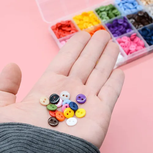 Miniatura 3 de Botones redondos de 2 agujeros para manualidades, 1125 botones de costura de 0.35 pulgadas (0.354 in), botones de resina de 15 colores, para coser