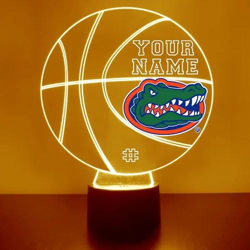 Miniatura 22 de Lámpara de luz nocturna personalizada de la Universidad de Missouri (Mizzou) Tigers con bola de baloncesto y logotipo, letrero LED con control